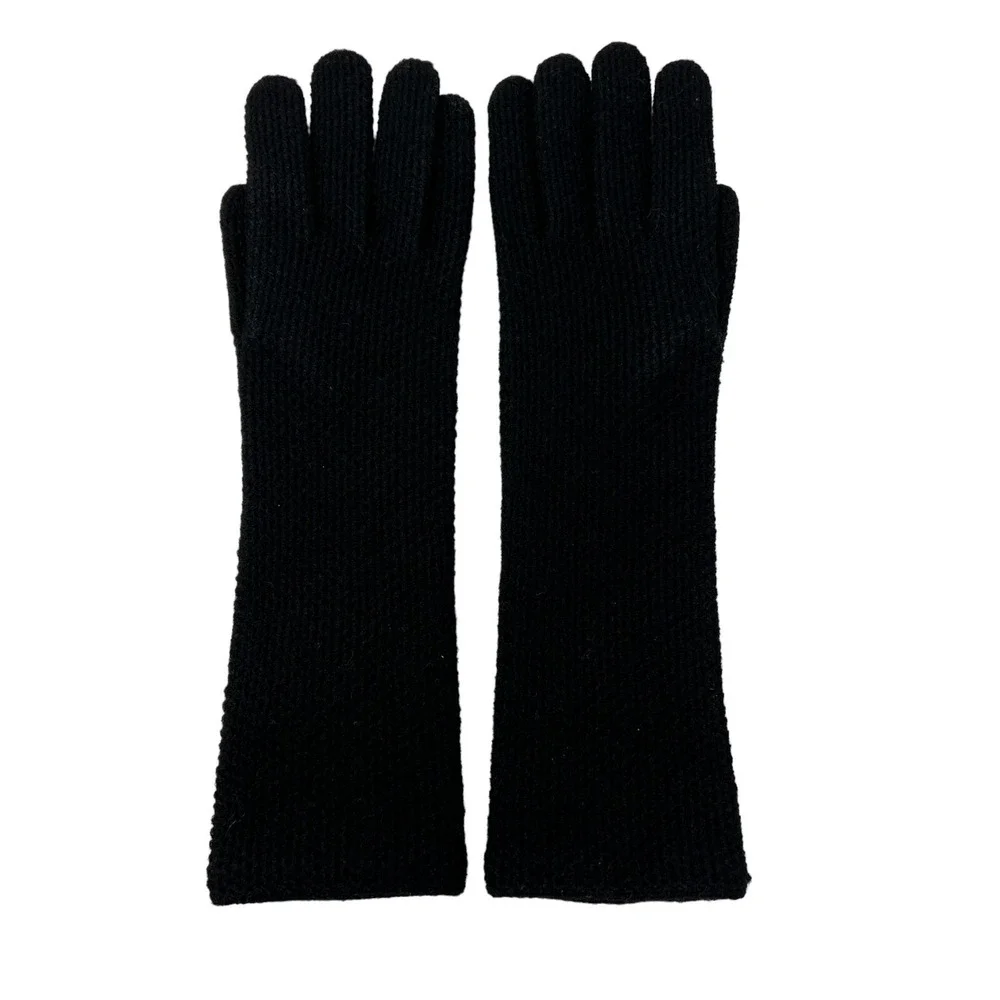 Womens Vintage Gloves Two Pair Tan‎ Faux Leather and Black Knit Size S-M